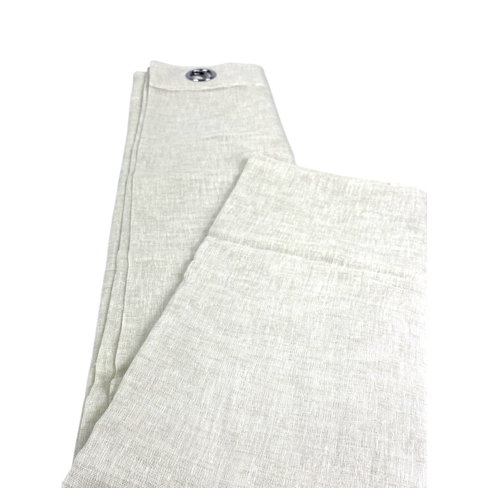 Tenda Simply Effetto Lino 140x300 cm Beige - Tinta Unita Semitrasparente - Poliestere con Anelli - Stile Moderno